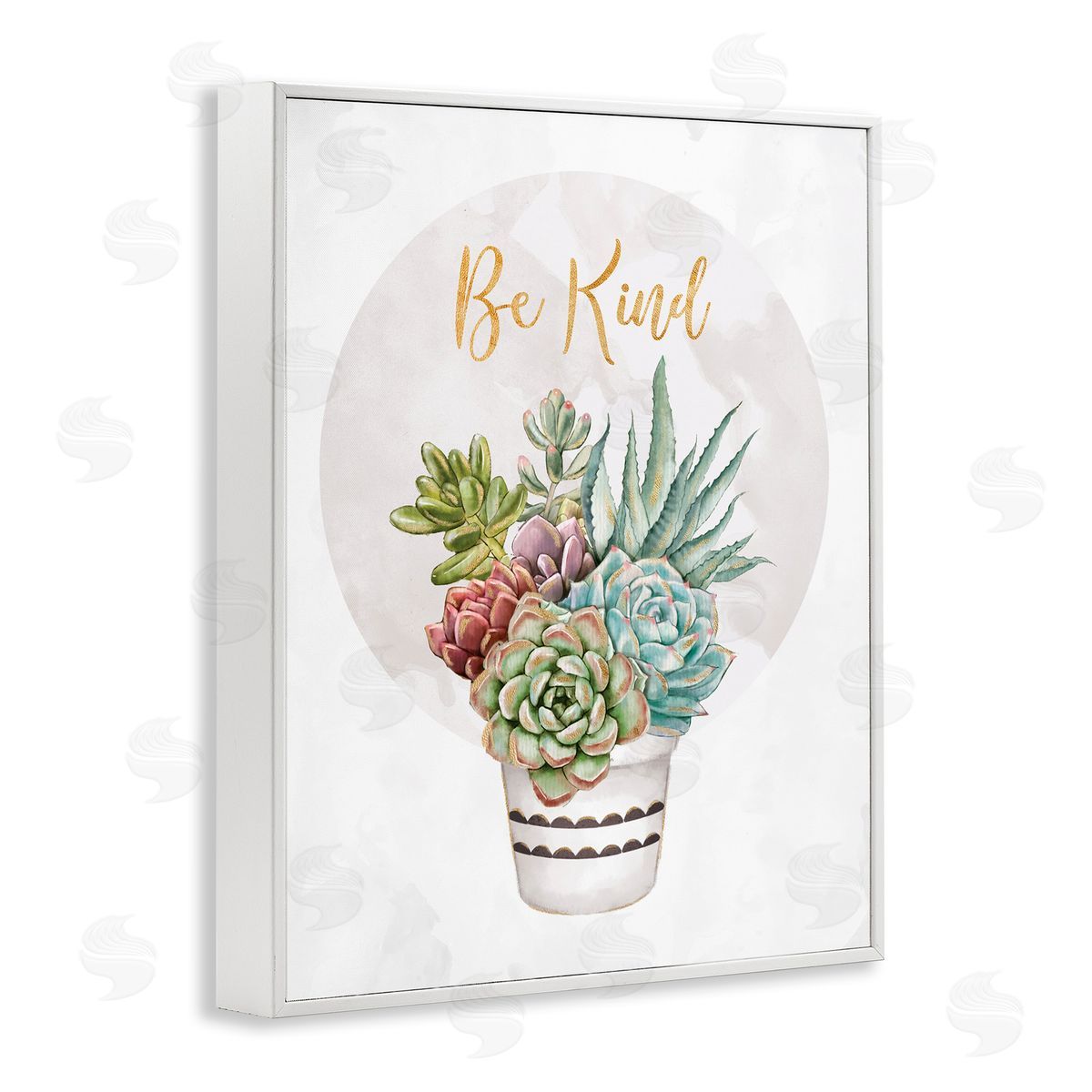 Ziwei Li Be Kind Phrase Soft Potted Succulents White Framed Giclee Wall Art