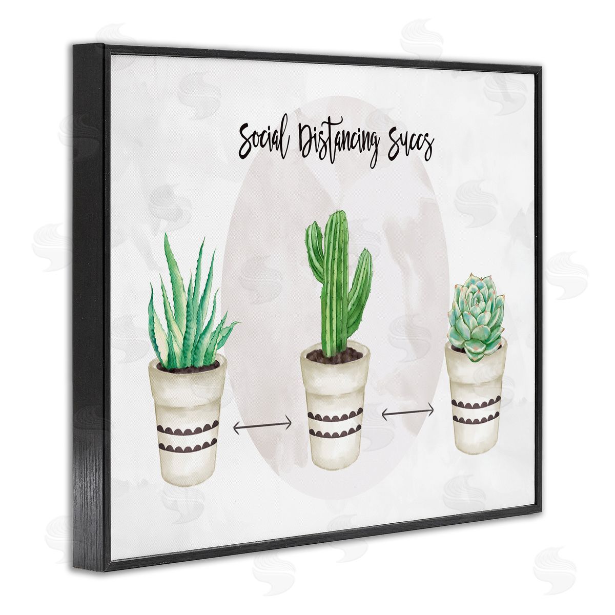 Ziwei Li Social Distancing Succs Humorous Succulent Pun Black Framed Giclee Wall Art