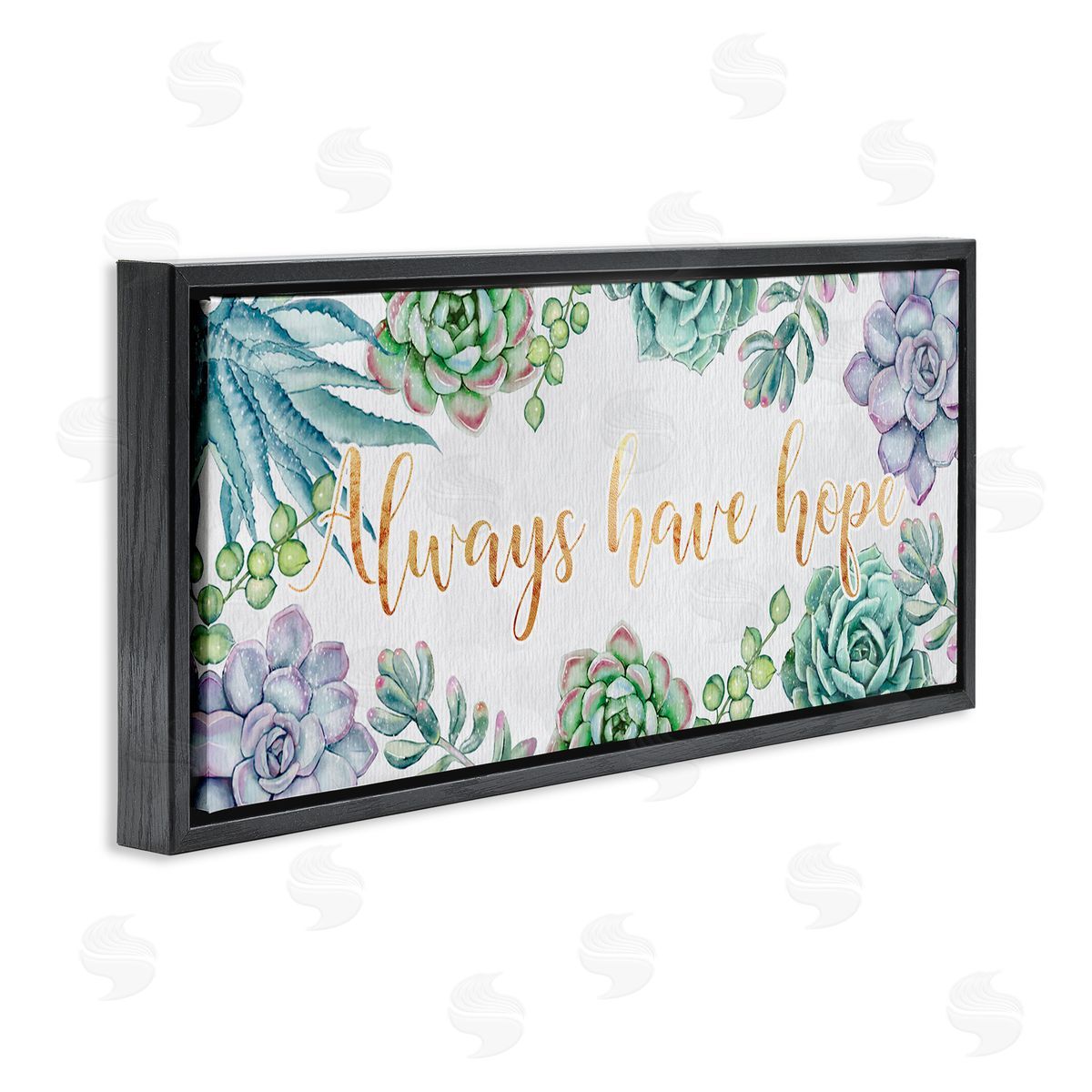 Ziwei Li Always Have Hope Phrase Chic Succulent Plants Black Floater Frame Canvas Art