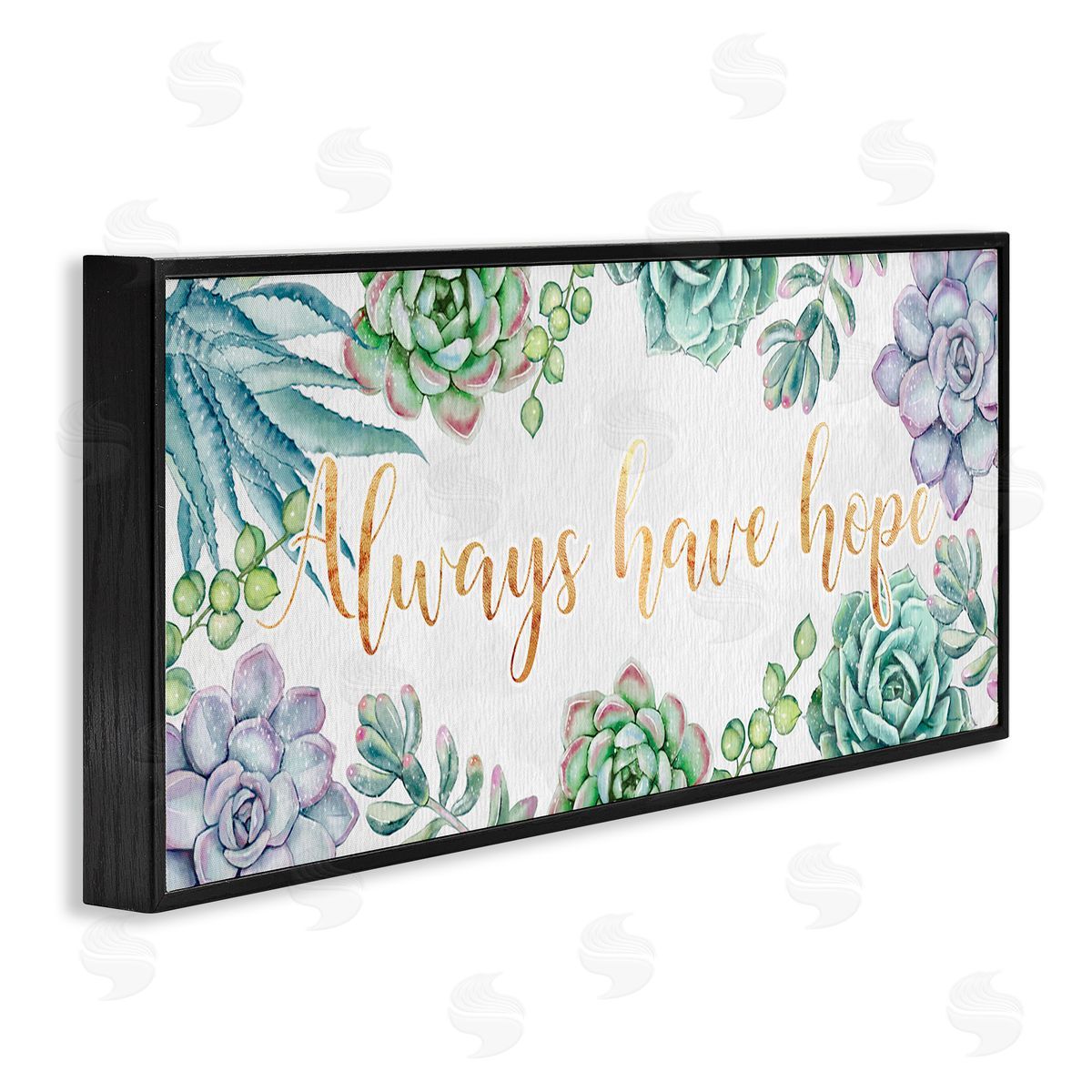 Ziwei Li Always Have Hope Phrase Chic Succulent Plants Black Framed Giclee Wall Art