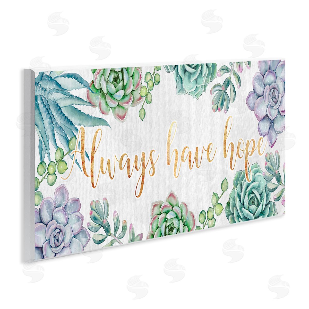 Ziwei Li Always Have Hope Phrase Chic Succulent Plants Wall Plaque Art