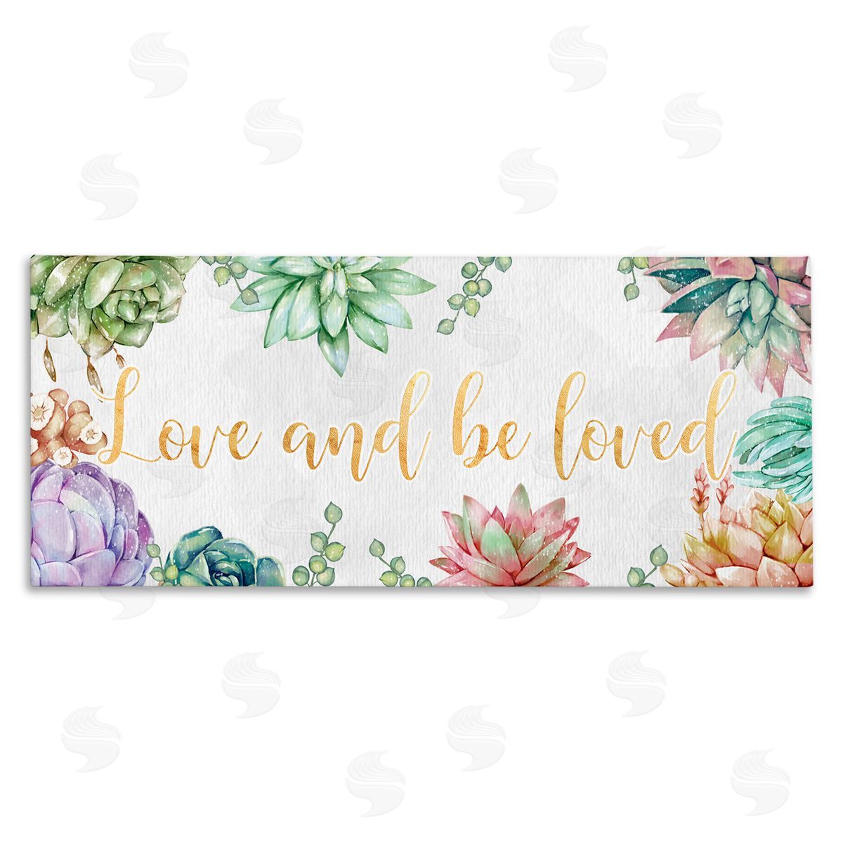 Ziwei Li Love and Be Loved Phrase Pink Purple Succulents Canvas Wall Art