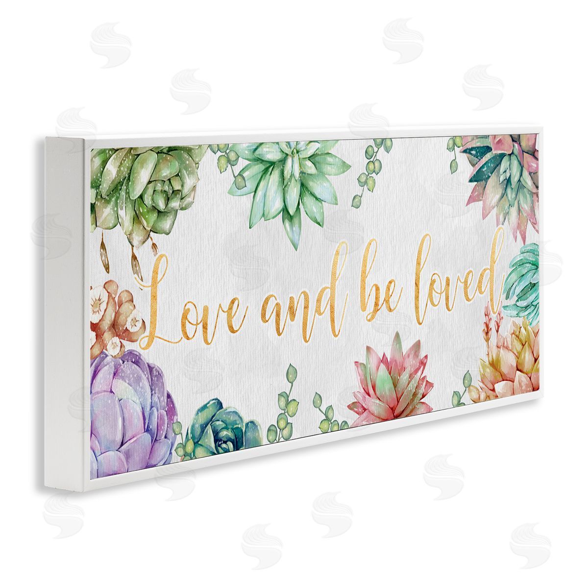 Ziwei Li Love and Be Loved Phrase Pink Purple Succulents White Framed Giclee Wall Art