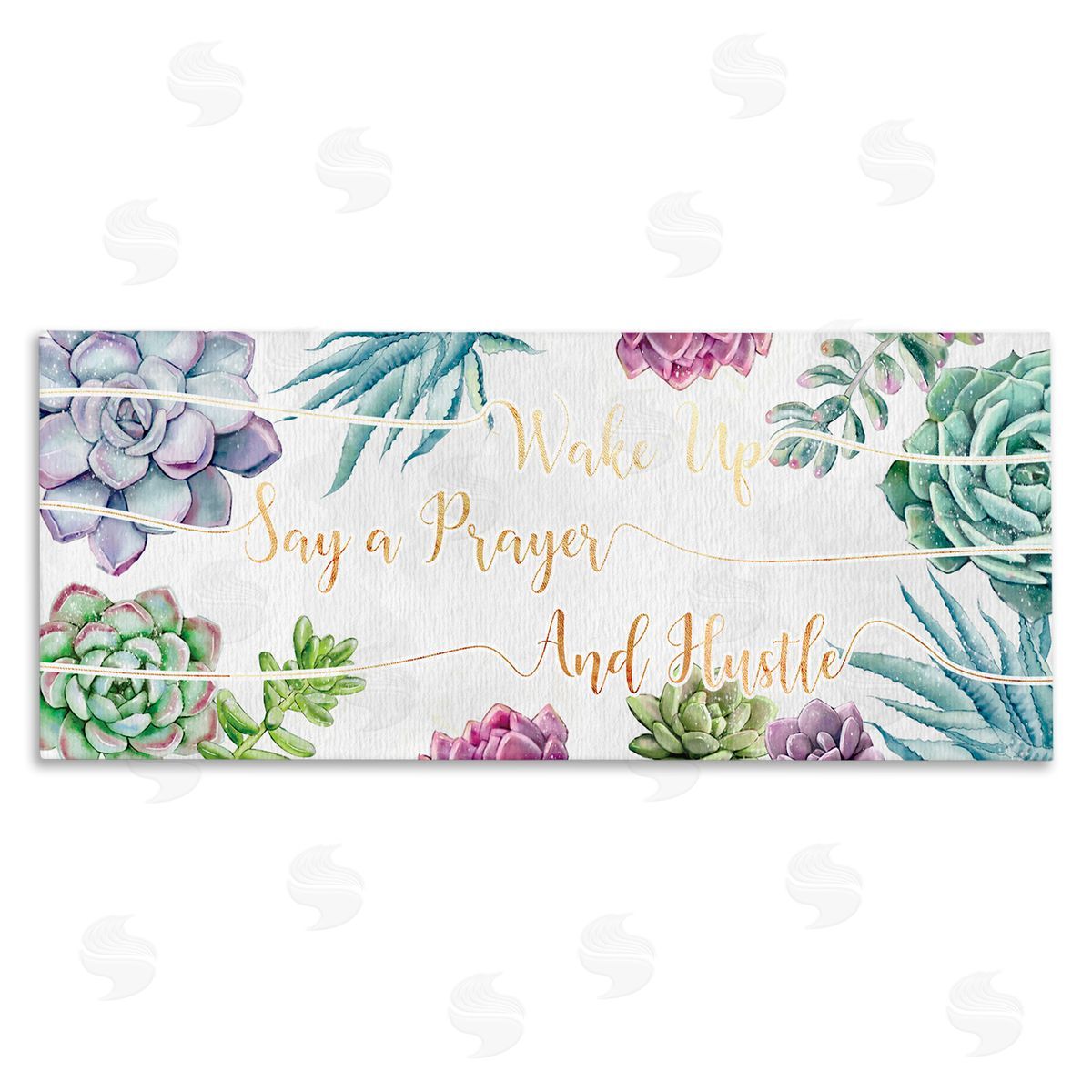 Ziwei Li Wake Up, Pray, Hustle Blooming Succulent Florals Canvas Wall Art
