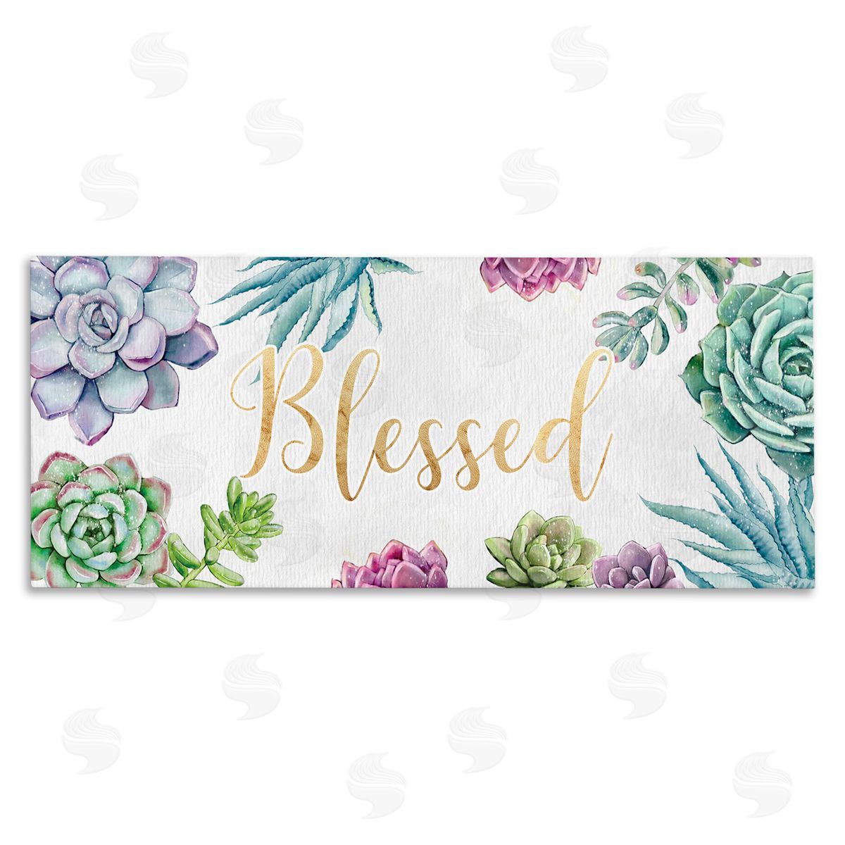 Ziwei Li Chic Blessed Expression Purple Succulent Greenery Canvas Wall Art