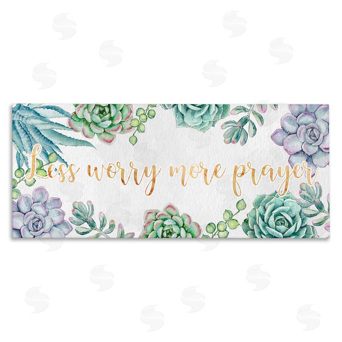 Ziwei Li Less Worry More Prayer Blooming Succulent Plants Canvas Wall Art
