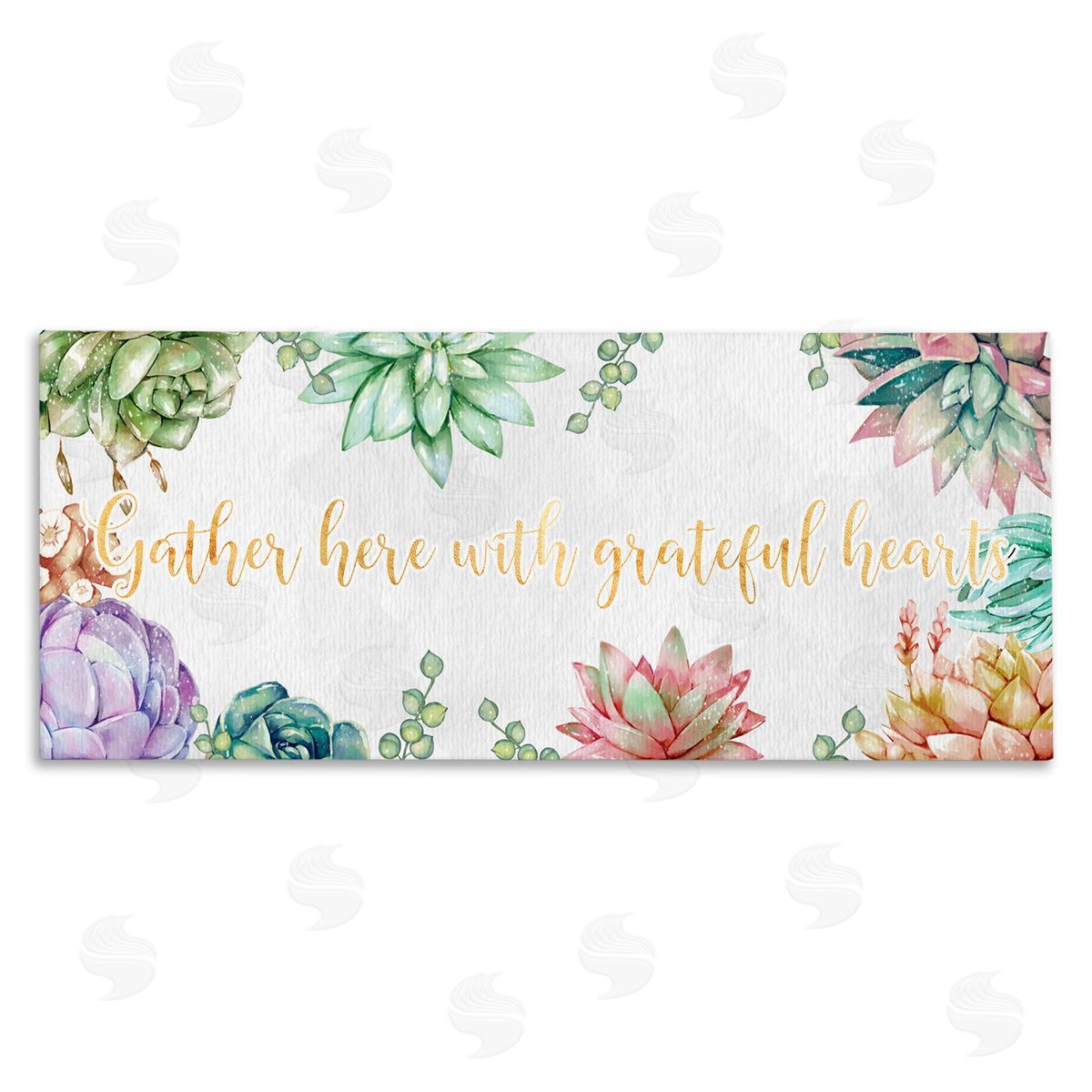 Ziwei Li Gather With Grateful Hearts Chic Succulent Florals Canvas Wall Art