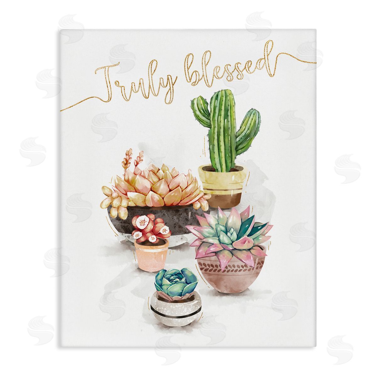 Ziwei Li Truly Blessed Expression Chic Succulent Cactus Plants Canvas Wall Art