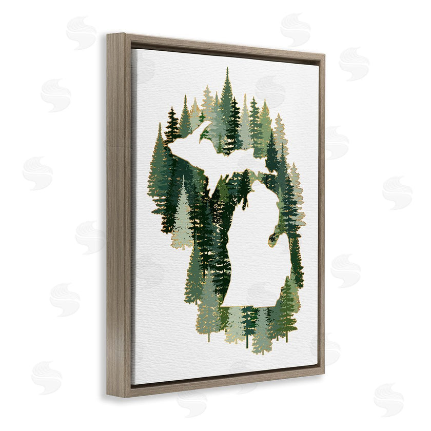 Ziwei Li | Michigan State Outline Green Pine Tree Forest
