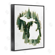 Ziwei Li | Michigan State Outline Green Pine Tree Forest