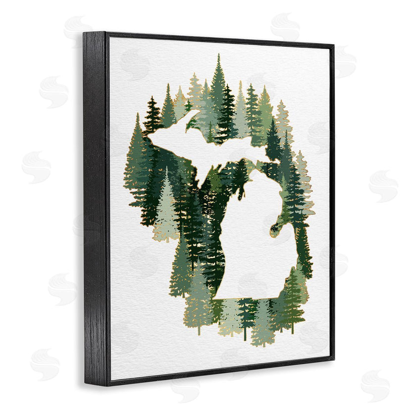 Ziwei Li | Michigan State Outline Green Pine Tree Forest