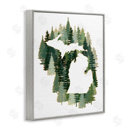 Ziwei Li | Michigan State Outline Green Pine Tree Forest