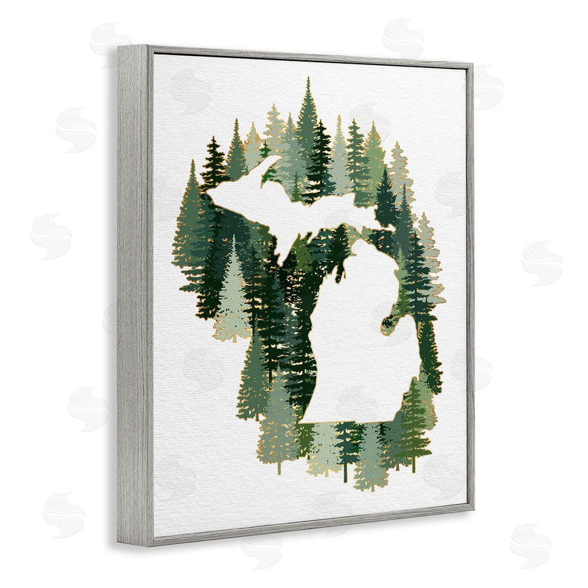 Ziwei Li | Michigan State Outline Green Pine Tree Forest
