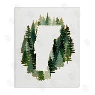 Ziwei Li | Vermont State Outline Pine Tree Green Forest