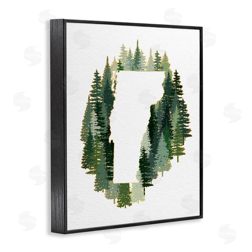 Ziwei Li | Vermont State Outline Pine Tree Green Forest