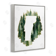 Ziwei Li | Vermont State Outline Pine Tree Green Forest