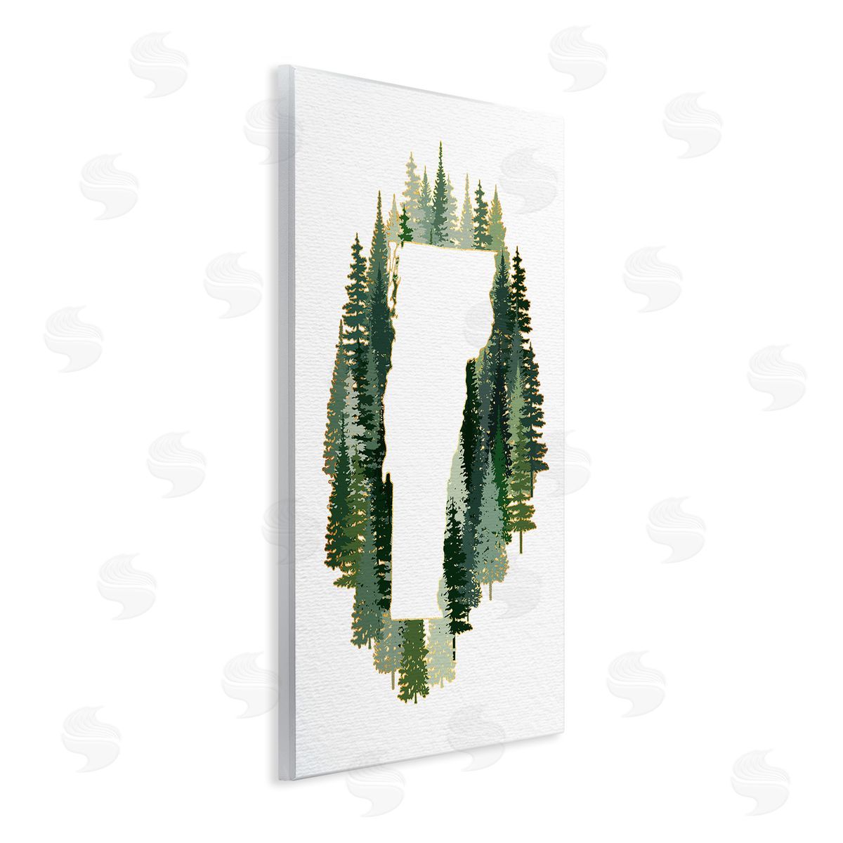 Ziwei Li Vermont State Outline Pine Tree Green Forest Wall Plaque Art