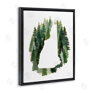 Ziwei Li | New Hampshire State Outline Green Pine Tree Forest