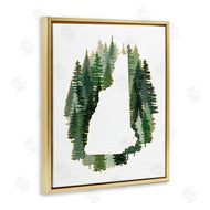 Ziwei Li | New Hampshire State Outline Green Pine Tree Forest