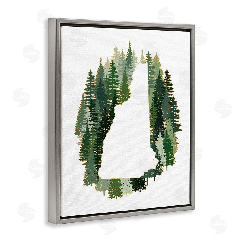 Ziwei Li | New Hampshire State Outline Green Pine Tree Forest