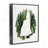 Ziwei Li | New Hampshire State Outline Green Pine Tree Forest