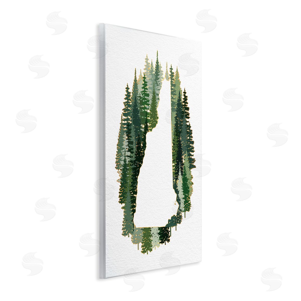 Ziwei Li New Hampshire State Outline Green Pine Tree Forest Wall Plaque Art