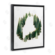 Ziwei Li | Maine State Outline Green Forest Pine Trees