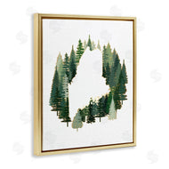 Ziwei Li | Maine State Outline Green Forest Pine Trees