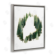 Ziwei Li | Maine State Outline Green Forest Pine Trees