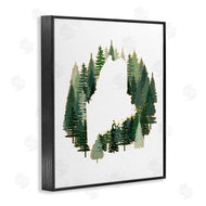 Ziwei Li | Maine State Outline Green Forest Pine Trees