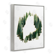 Ziwei Li | Maine State Outline Green Forest Pine Trees