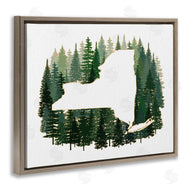 Ziwei Li | New York State Outline Green Forest Pine Trees