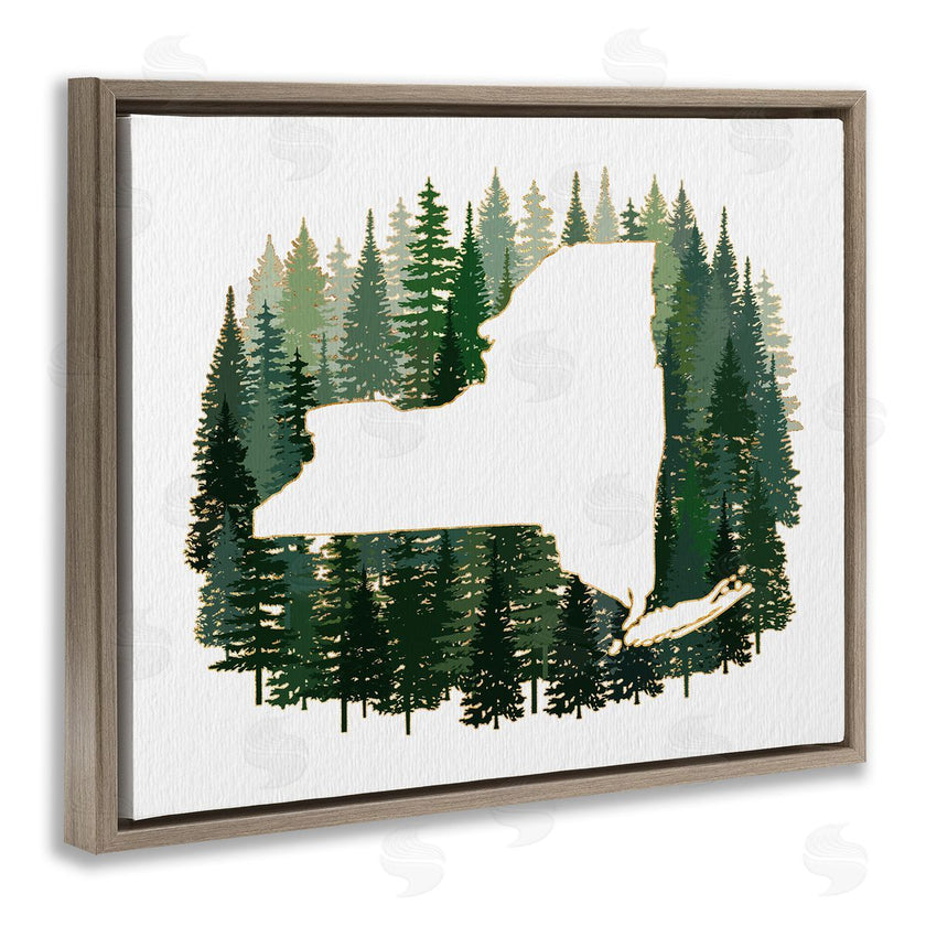 Ziwei Li | New York State Outline Green Forest Pine Trees