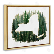 Ziwei Li | New York State Outline Green Forest Pine Trees