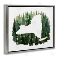 Ziwei Li | New York State Outline Green Forest Pine Trees