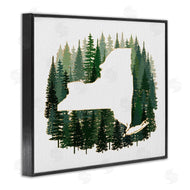 Ziwei Li | New York State Outline Green Forest Pine Trees