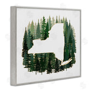 Ziwei Li | New York State Outline Green Forest Pine Trees