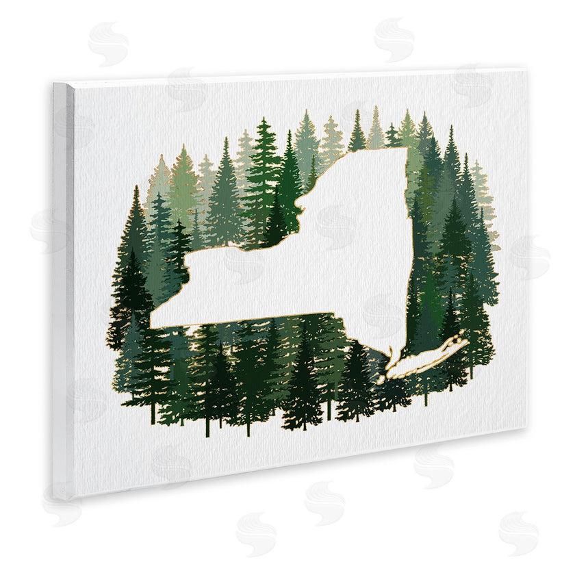 Ziwei Li | New York State Outline Green Forest Pine Trees