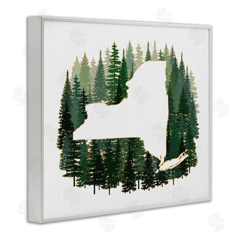 Ziwei Li | New York State Outline Green Forest Pine Trees