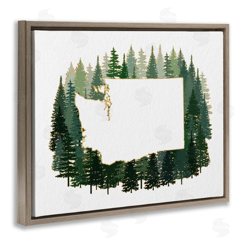 Ziwei Li | Washington State Outline Pine Trees Green Forest
