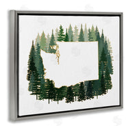 Ziwei Li | Washington State Outline Pine Trees Green Forest