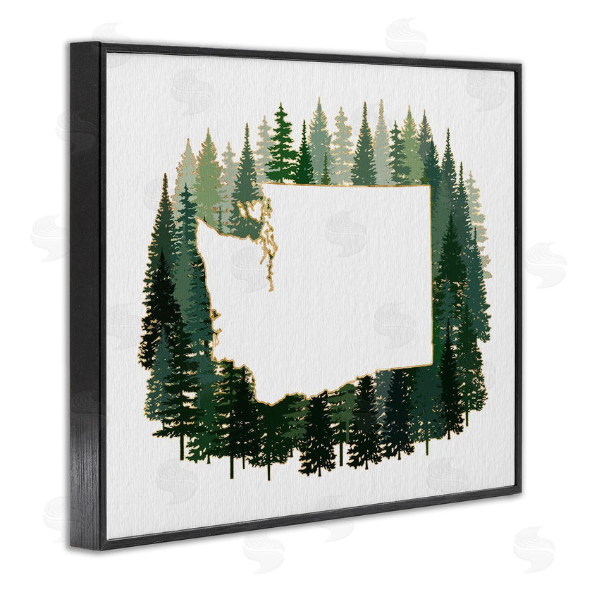 Ziwei Li | Washington State Outline Pine Trees Green Forest
