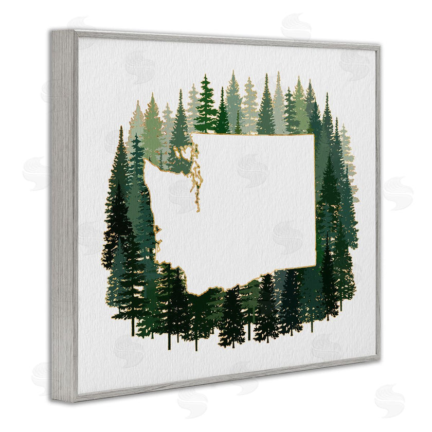Ziwei Li | Washington State Outline Pine Trees Green Forest