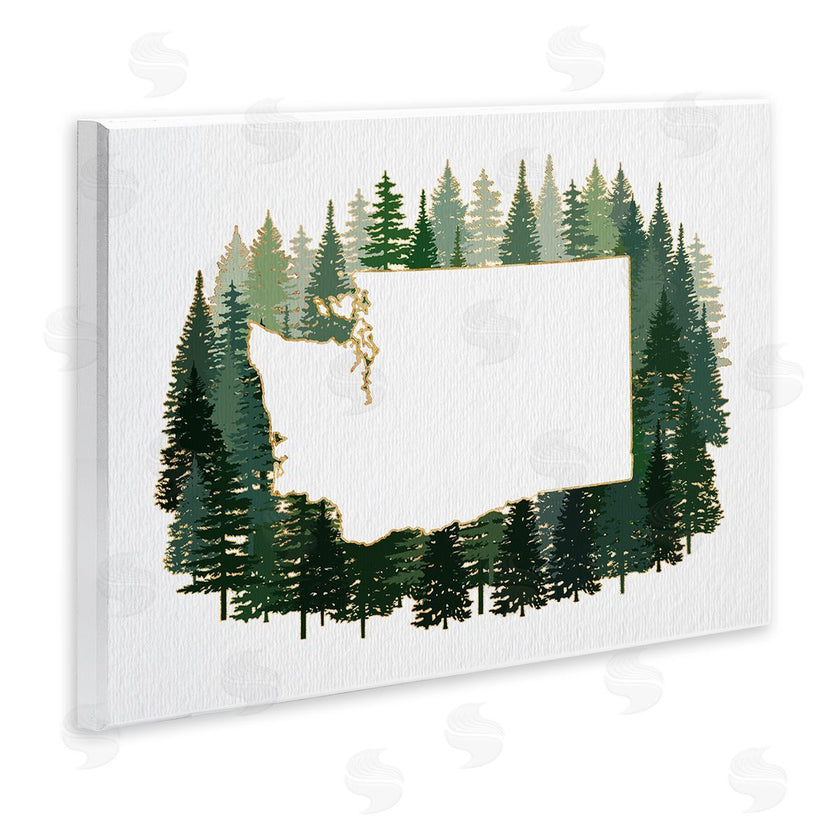 Ziwei Li | Washington State Outline Pine Trees Green Forest