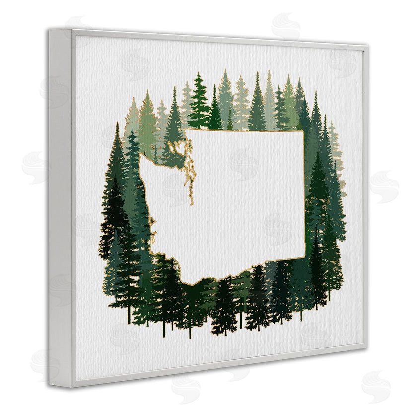 Ziwei Li | Washington State Outline Pine Trees Green Forest