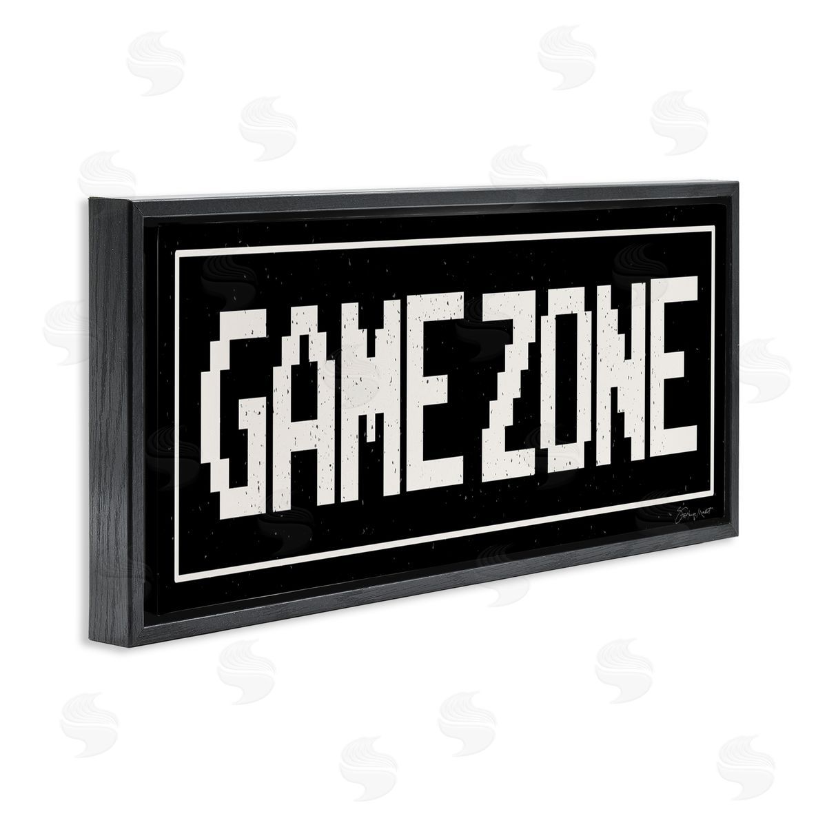 Stephanie Workman Marrott Game Zone Phrase Minimal Retro Arcade Typography Black Floater Frame Canvas Art