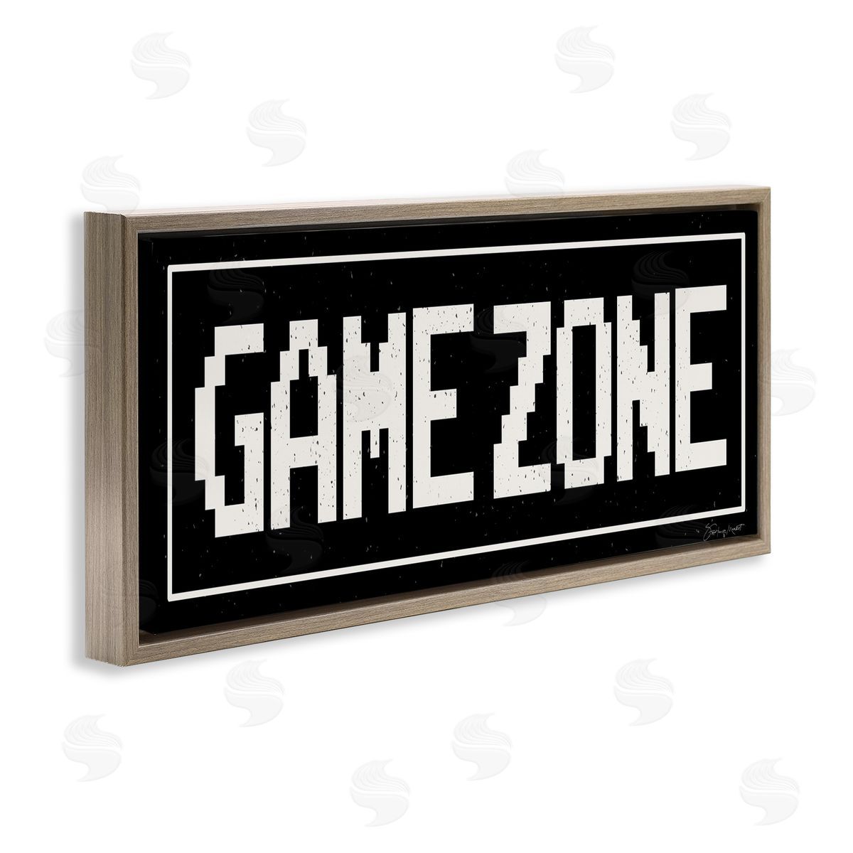 Stephanie Workman Marrott Game Zone Phrase Minimal Retro Arcade Typography Brown Floater Frame Canvas Art