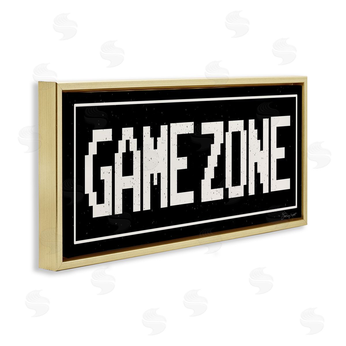 Stephanie Workman Marrott Game Zone Phrase Minimal Retro Arcade Typography Gold Floater Frame Canvas Art