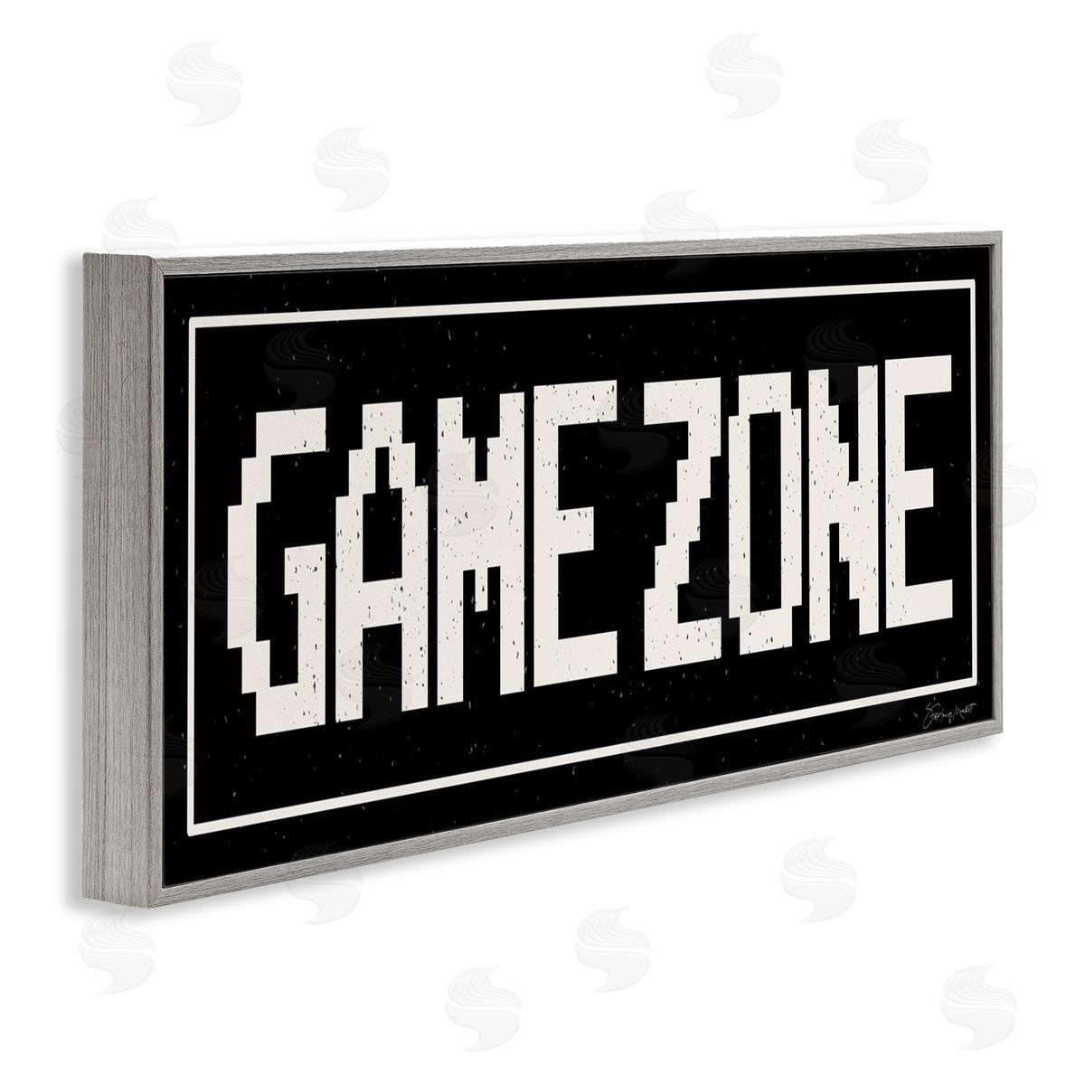 Stephanie Workman Marrott Game Zone Phrase Minimal Retro Arcade Typography Gray Framed Giclee Wall Art