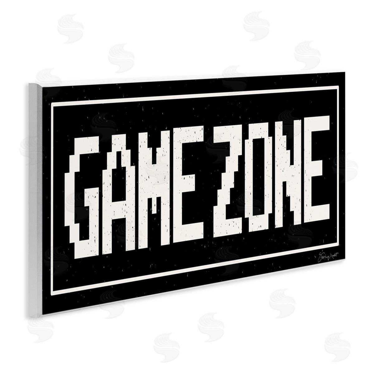 Stephanie Workman Marrott Game Zone Phrase Minimal Retro Arcade Typography Wall Plaque Art